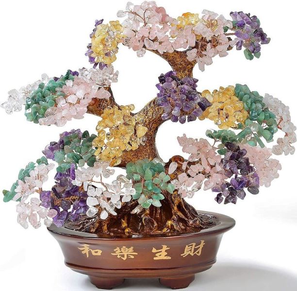Crystal Stone Bonsai Tree for Healing and Luck 