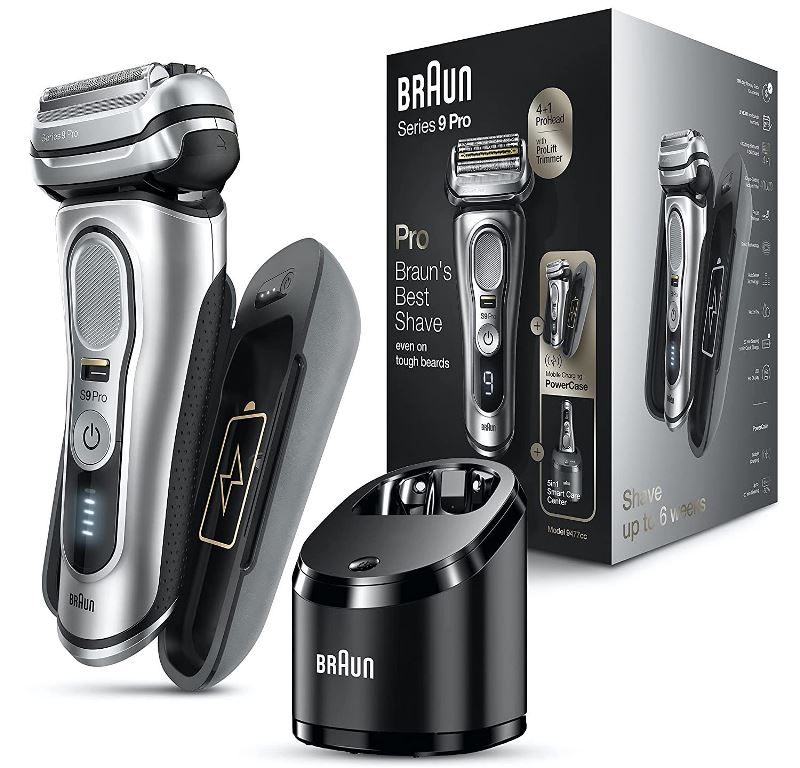 Braun Series 9 Pro 9477cc Electric Razor for Men with Wet & Dry Technology & Portable Charging Case