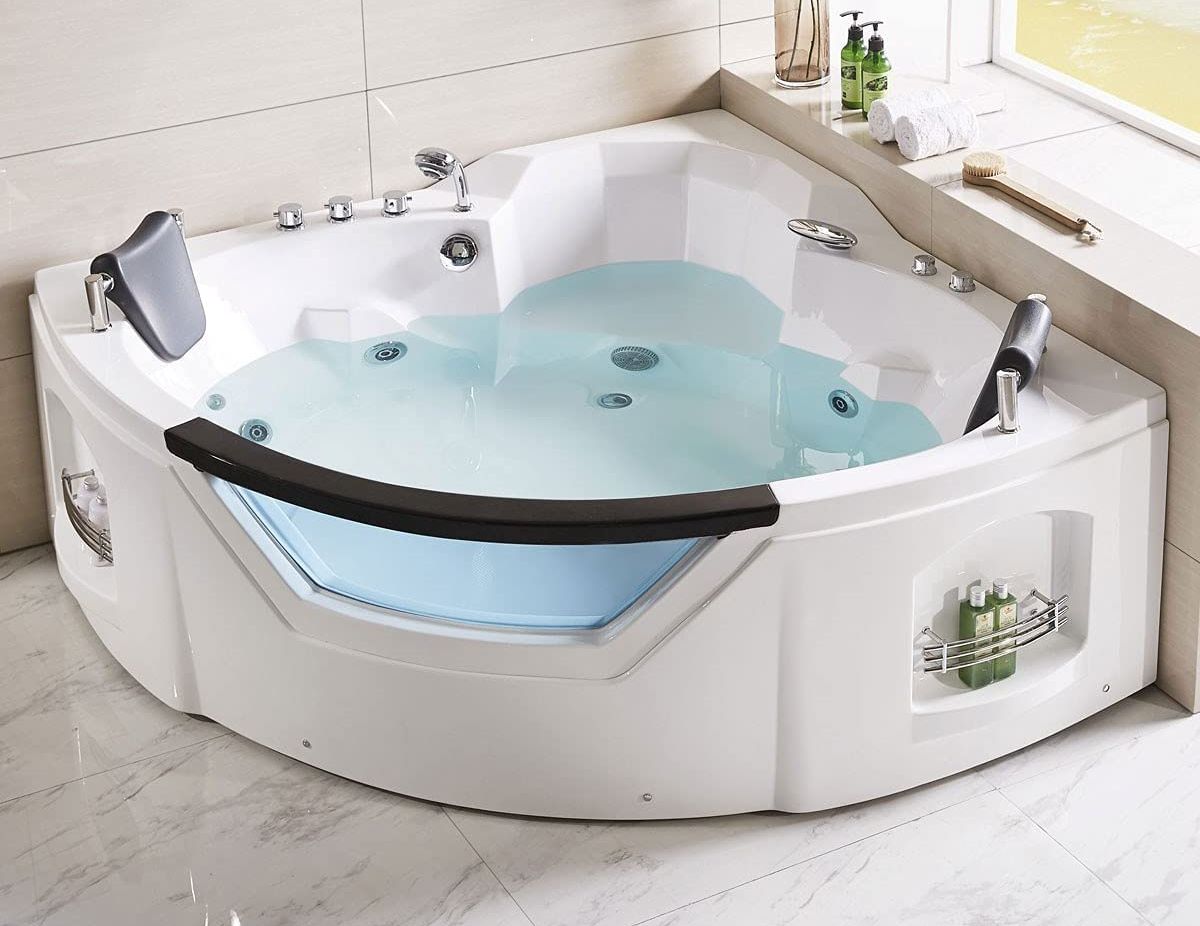 Corner Hydrotherapy Whirlpool Bathtub with Therapy Massage Soaking