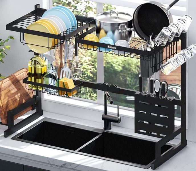 Over-The-Sink 2-tier Dish Drying Rack.