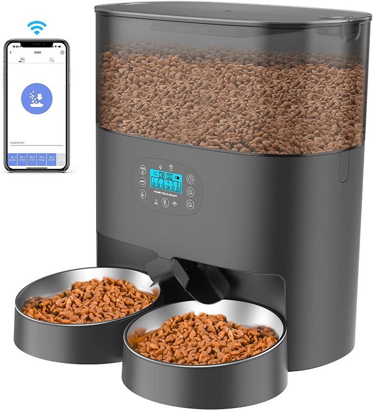 Automatic Pet Feeder for Cats & Dogs with Stainless-Steel Bowls & APP-Control